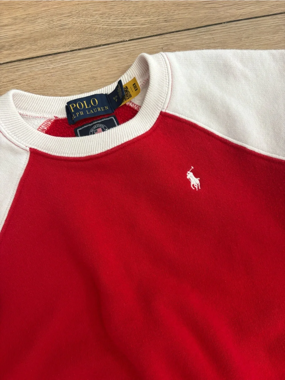 Polo by Ralph Lauren Red, White & Blue Kids Colorblock Crewneck Sweatshirt